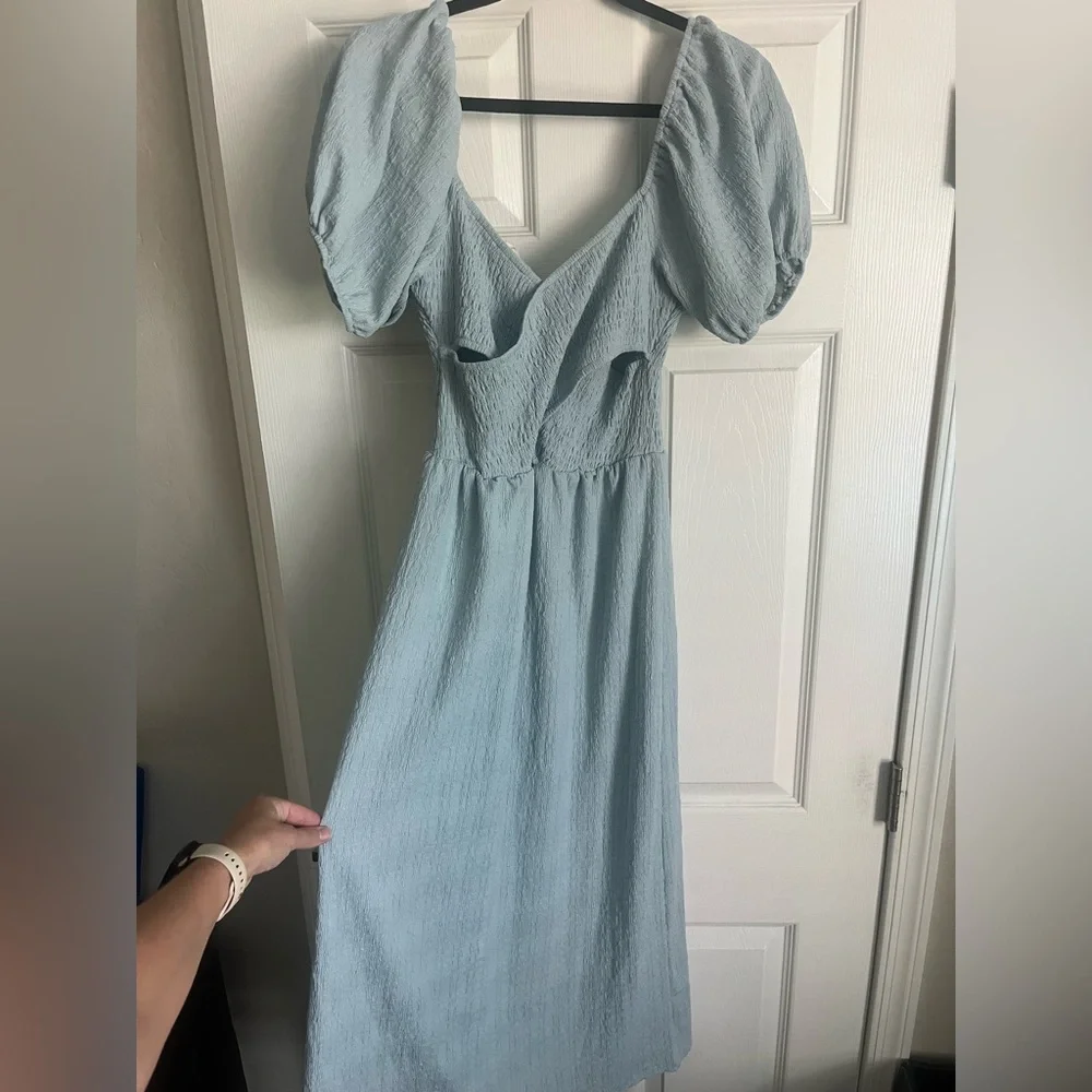 Blue Puff Sleeve Maxi Sundress - Picture 2 of 5